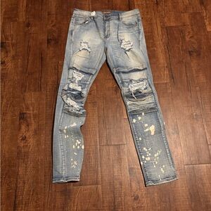 Distressed Light Blue Men's Jeans crisp denim excellent condition size 36